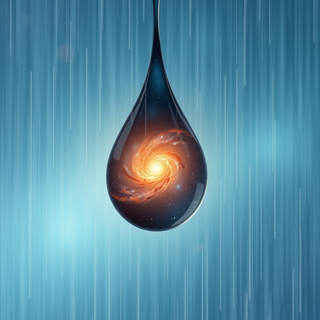 Andromeda Galaxy Captured in a Raindrop