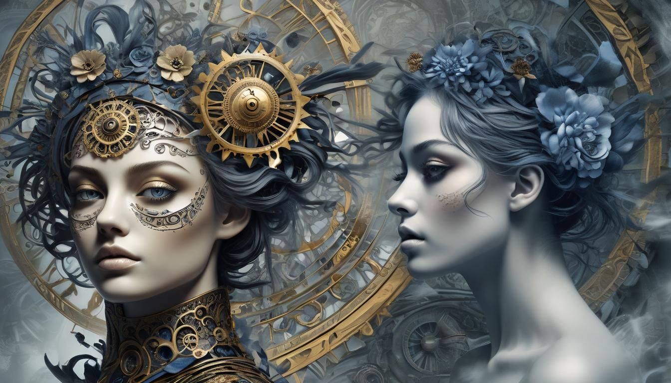 Surreal High-Contrast Woman's Face in HDR