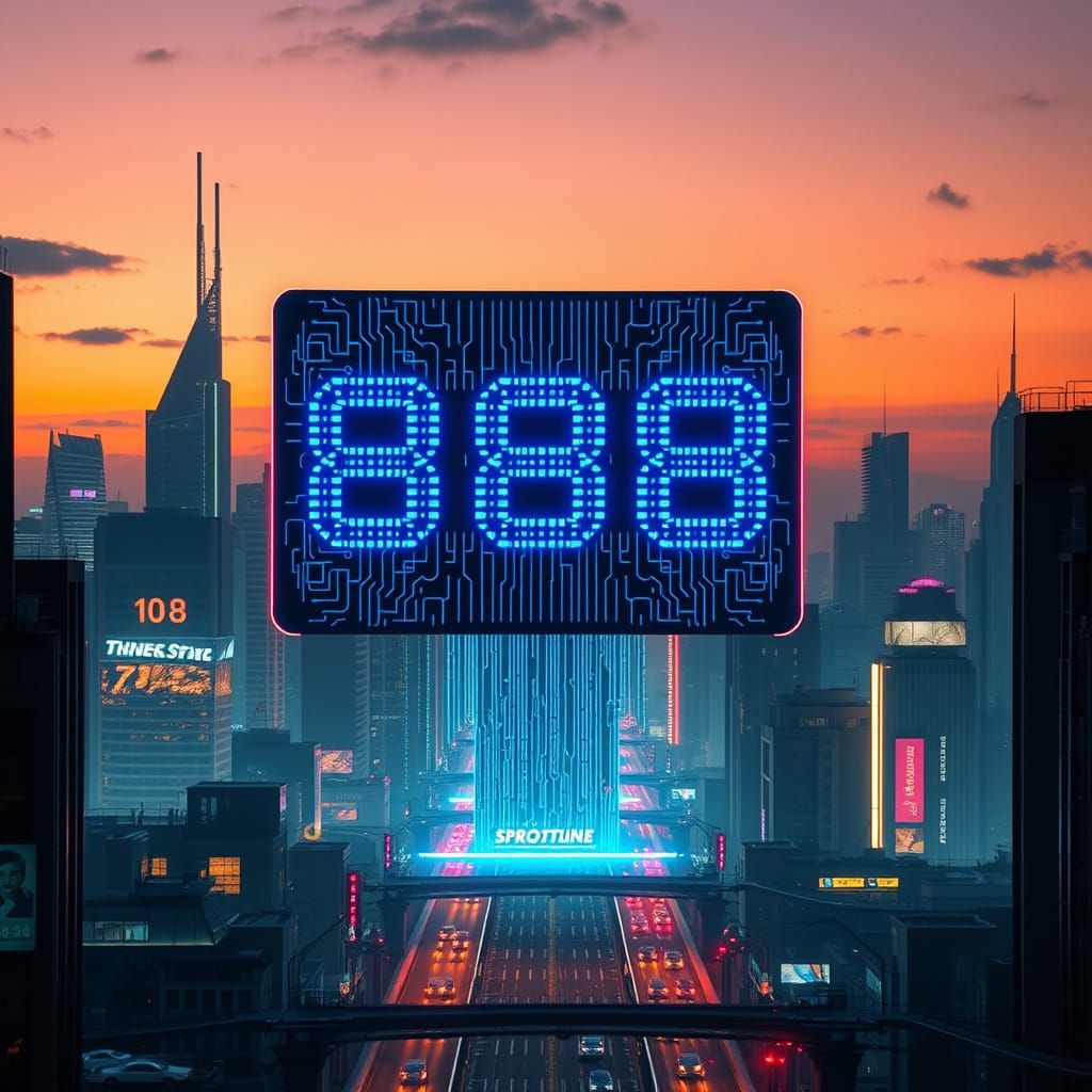 Cyberpunk Cityscape Unveils Glowing Holographic Code