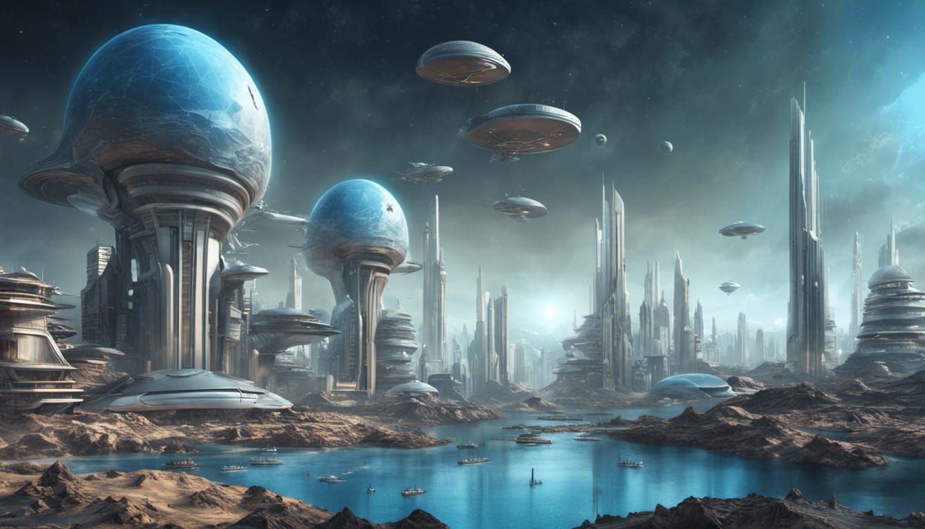 Futuristic City on Alien Planet in 3D