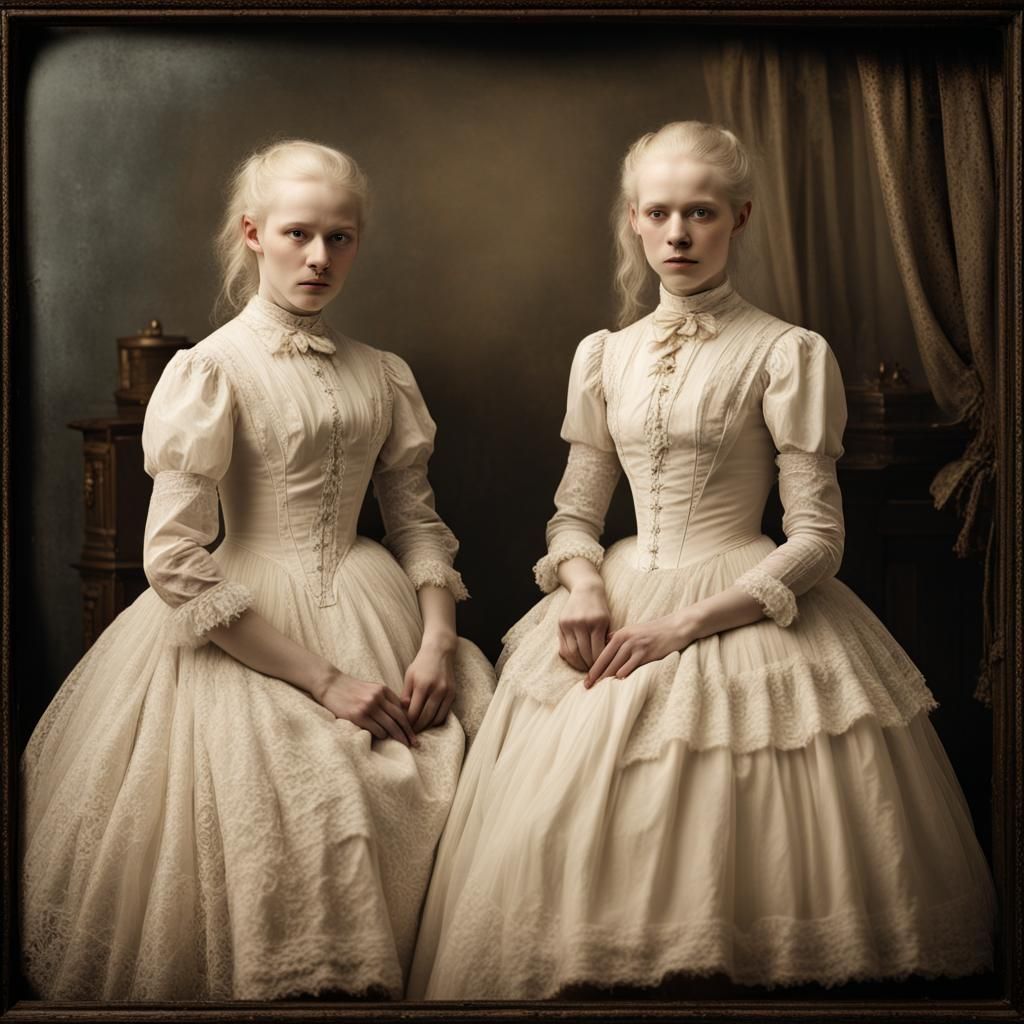 Gothic Revival: Albino Women in Studio Portrait