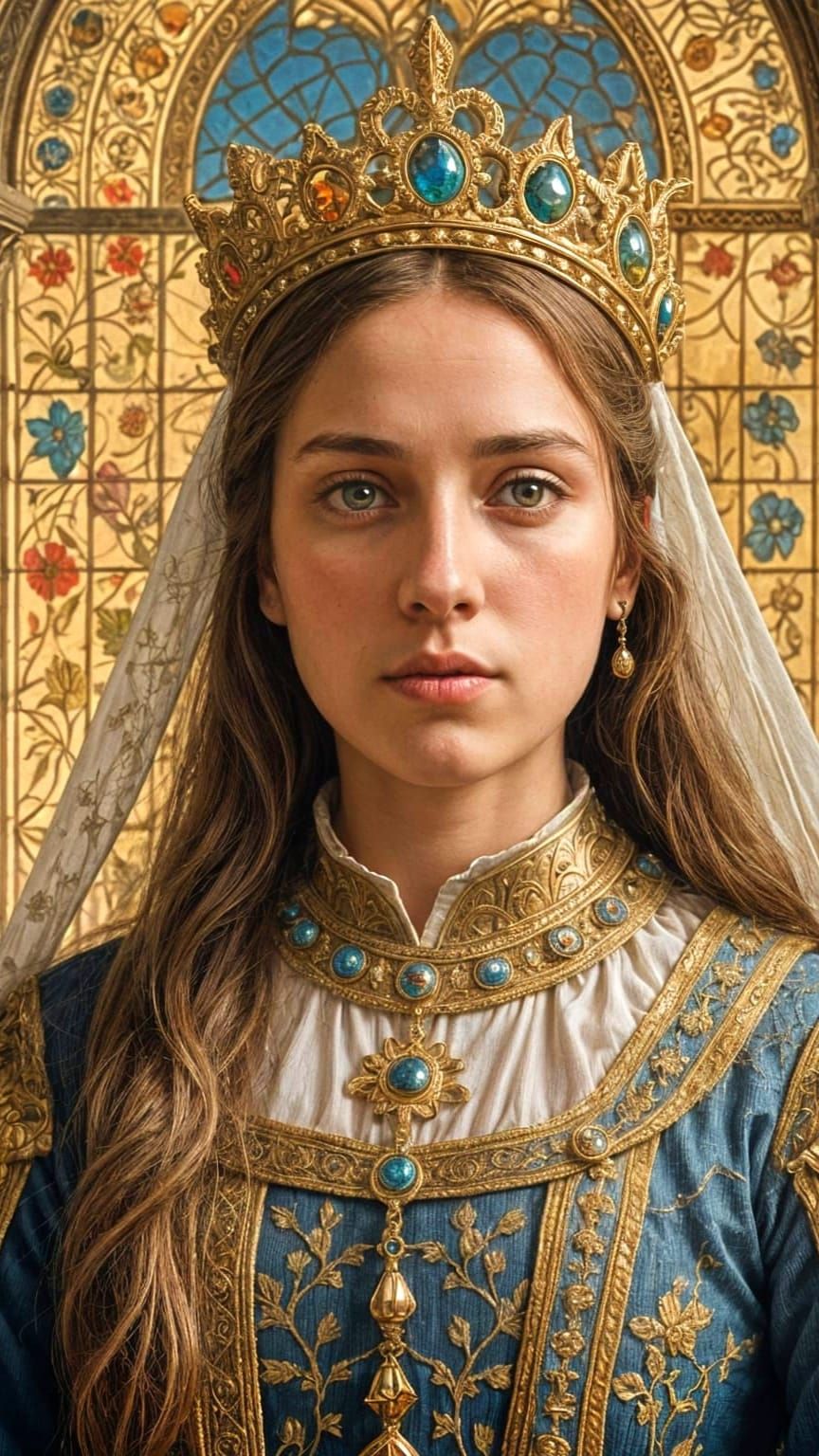 Serene Medieval Saint in Golden Light