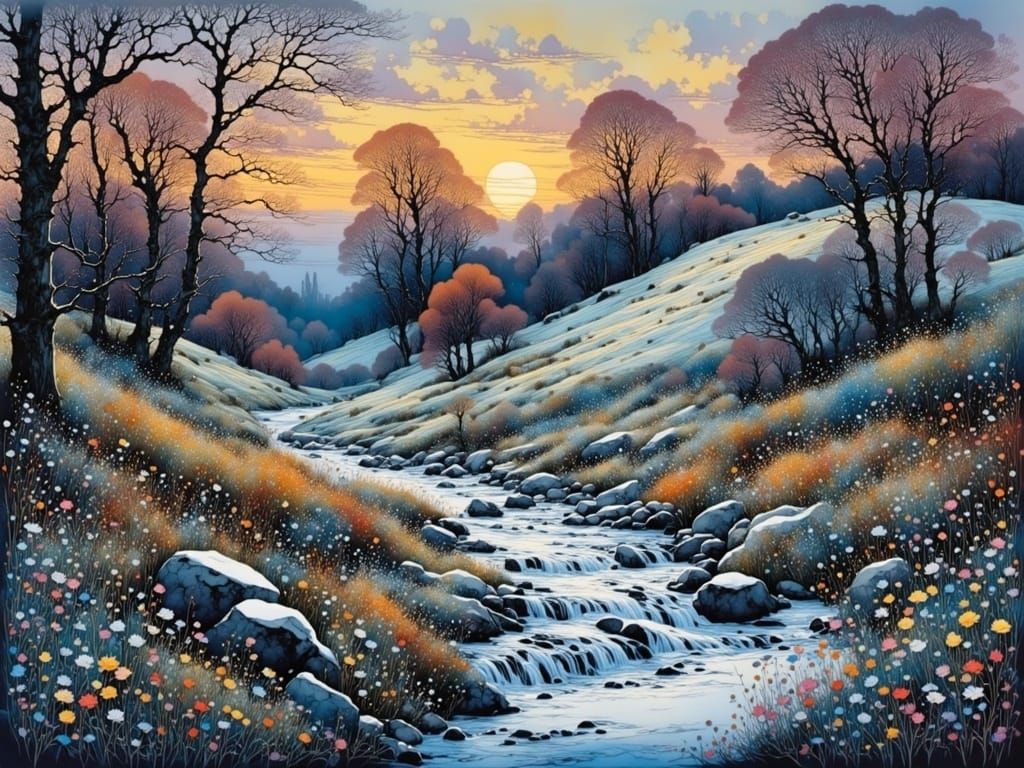 Surreal Winter Garden Blooms in Impressive, Intricate Style