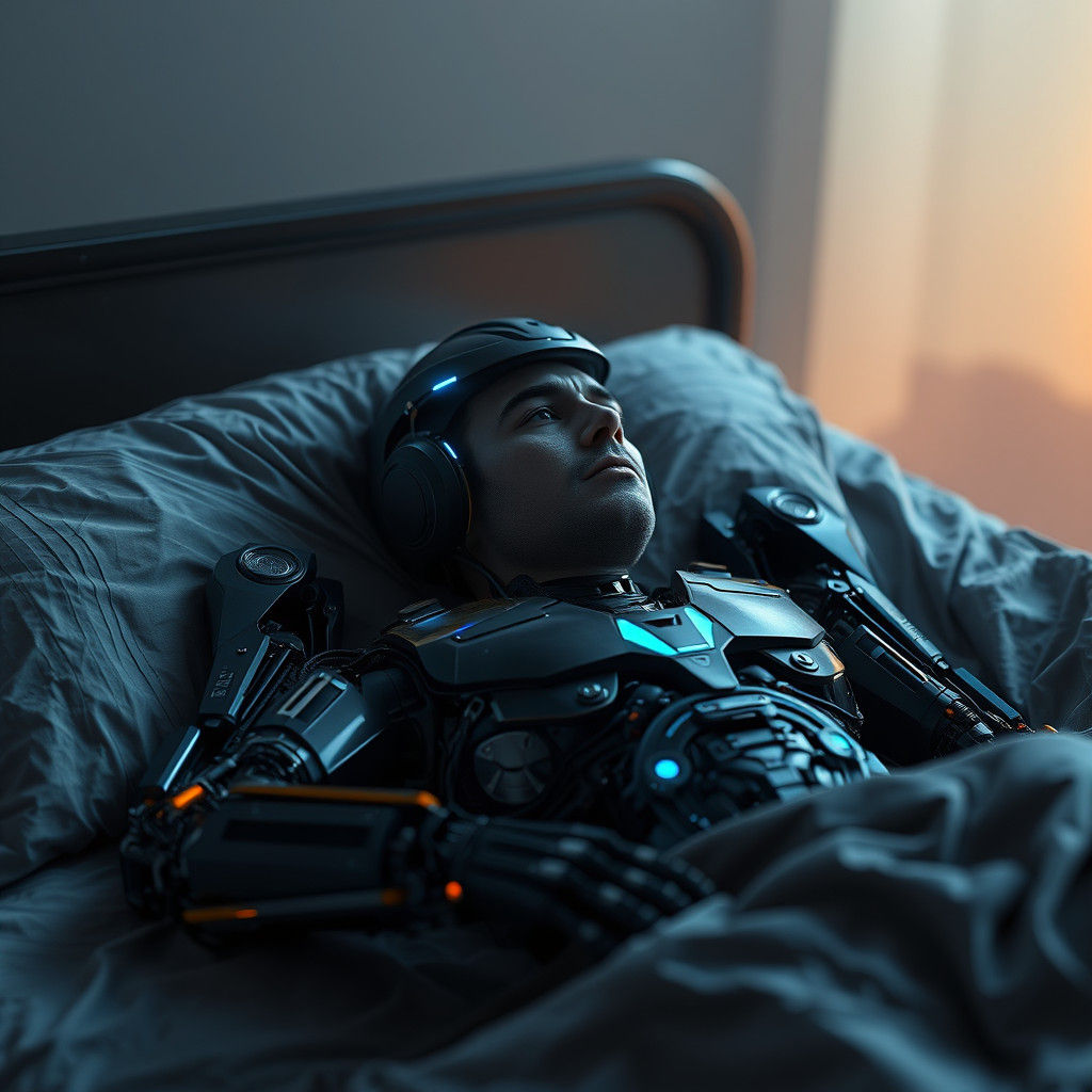 Surreal Robot Awakening as Matte Painting