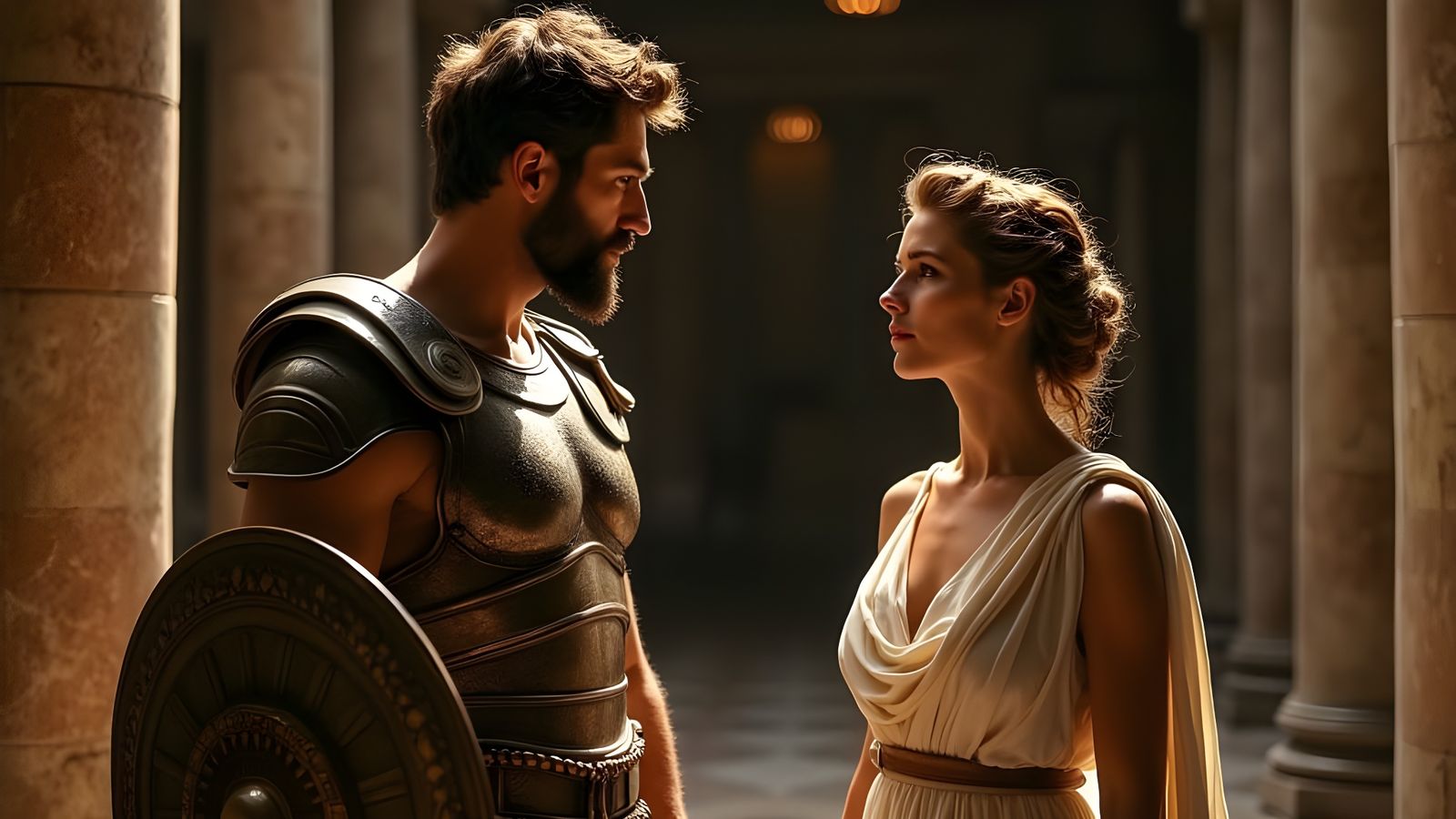 Achilles in Ancient Greek Palace