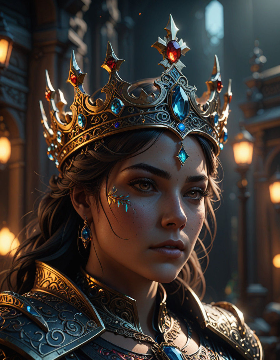 Fantastical Crown Concept Art in Vibrant, Detailed Style