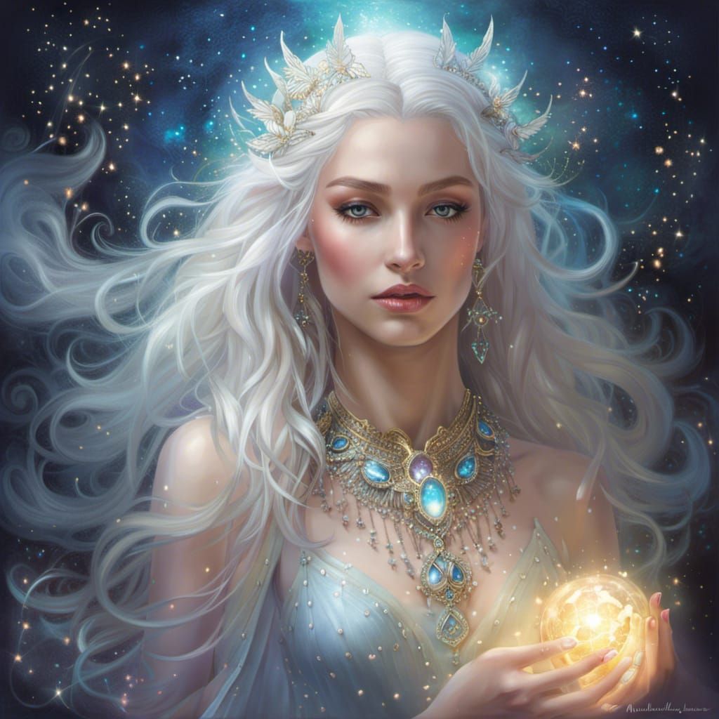 Ethereal Enchantress with Glowing Particle Magic