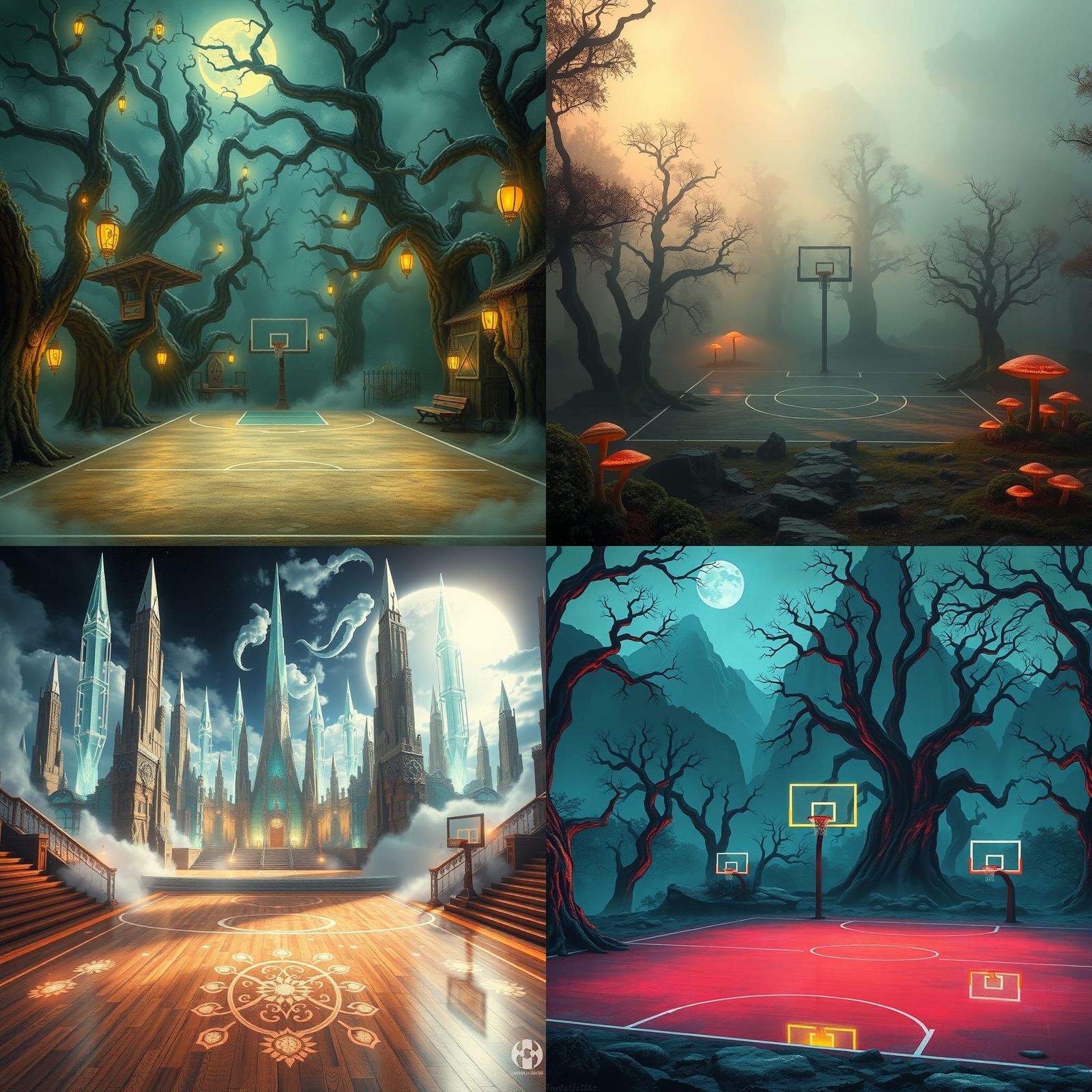 Fantasy Basketball Court: A Surreal Sports Dream