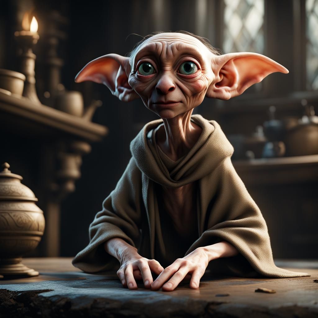 Realistic Dobby the House-Elf: Detailed Digital Painting