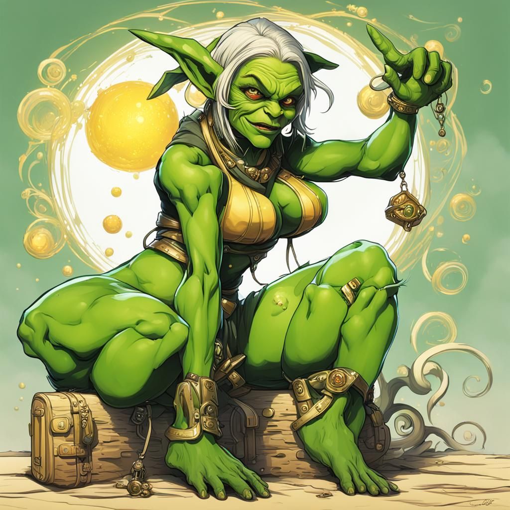 Green Goblin Pin-up in Detailed Fantasy Art