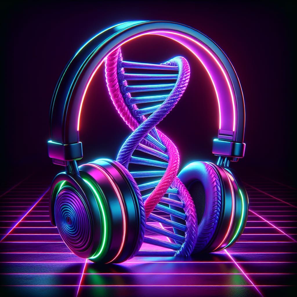Retro-Futuristic DNA Headphones in Vibrant Neon Colors