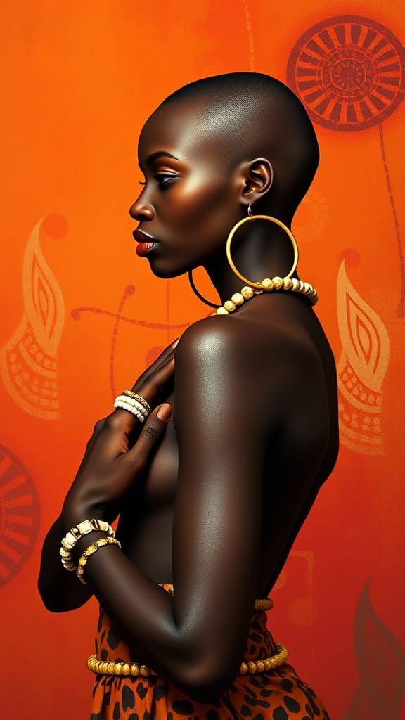 Elegant Woman in Chrome Vector Art Style