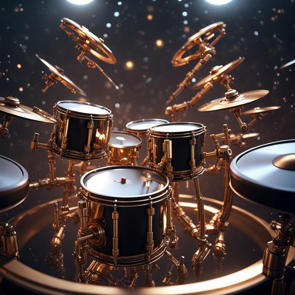 Futuristic Drummer Creates Infernal Rhythm in Galaxy