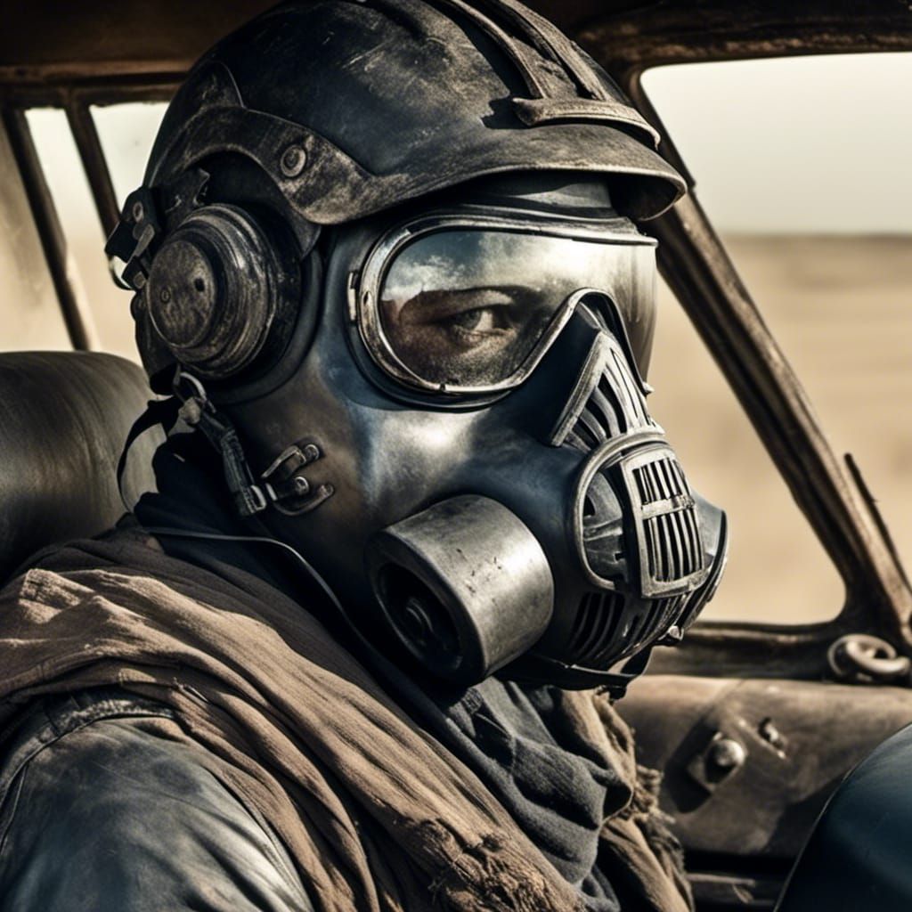 Post-Apocalyptic Raider in Mad Max Style Car