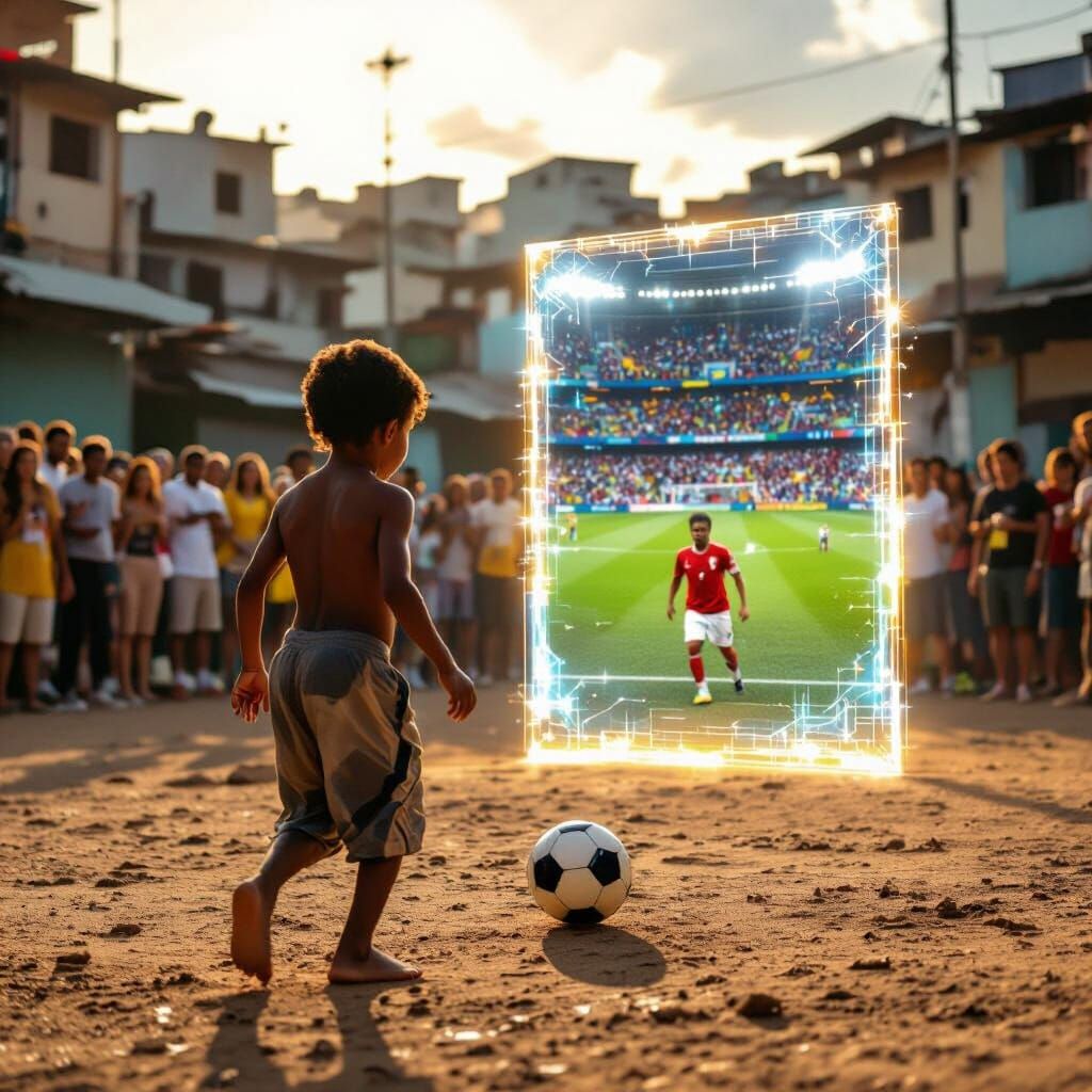 Boy's Soccer Dream: Favela to Pro Stadium Portal