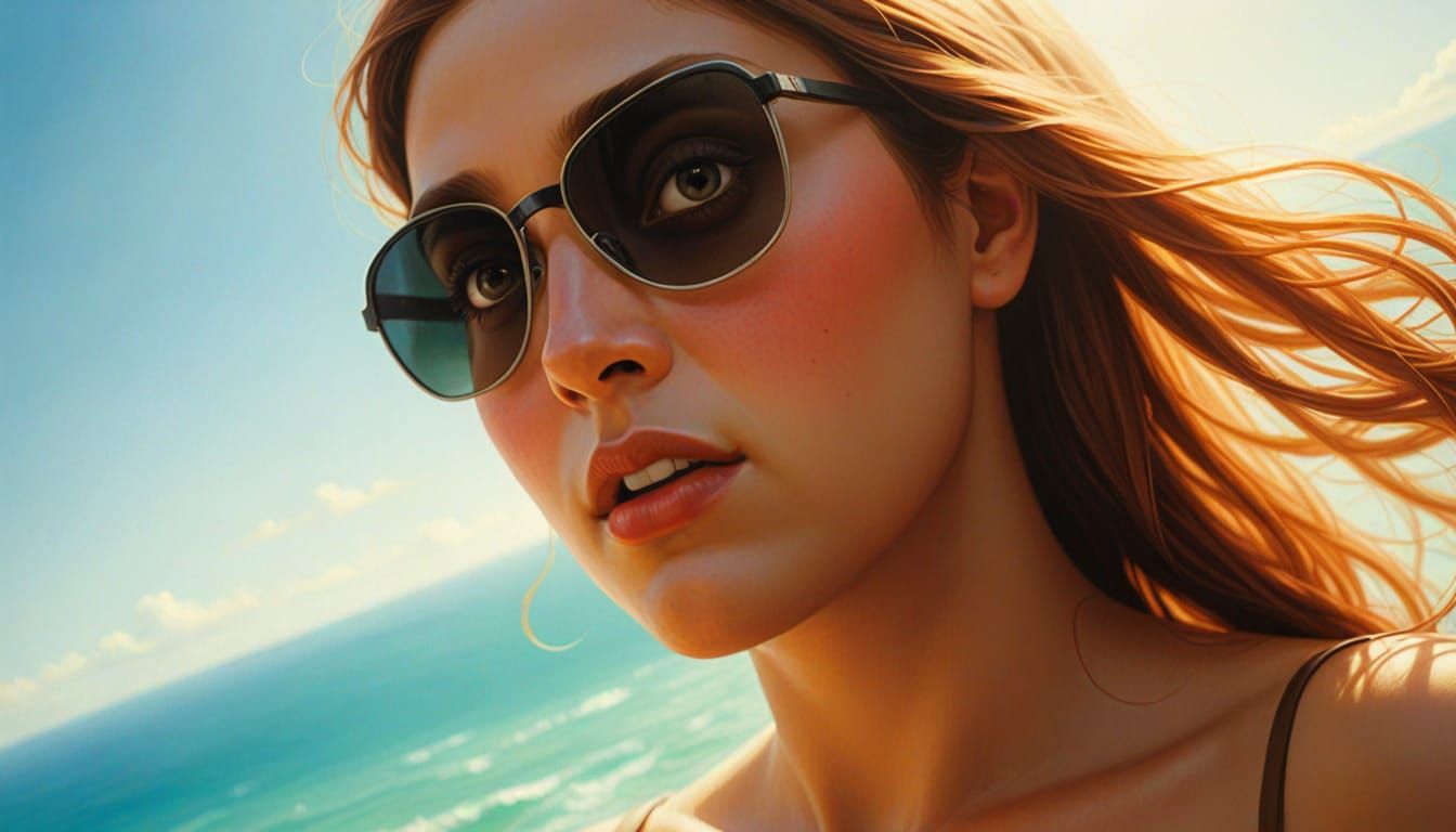 Surrealist Beach Scene in Vibrant Colors