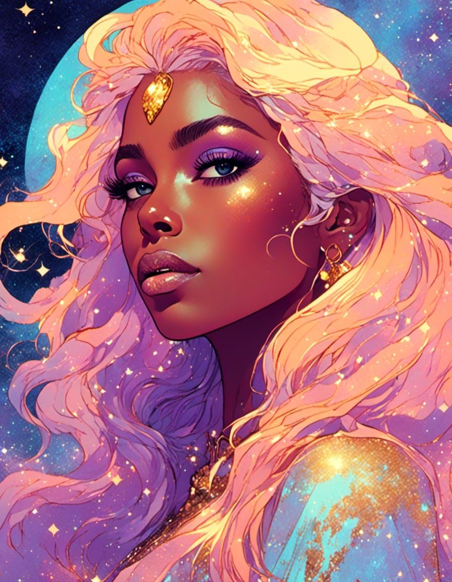 Marbled Portrait in Digital Pop Art Style