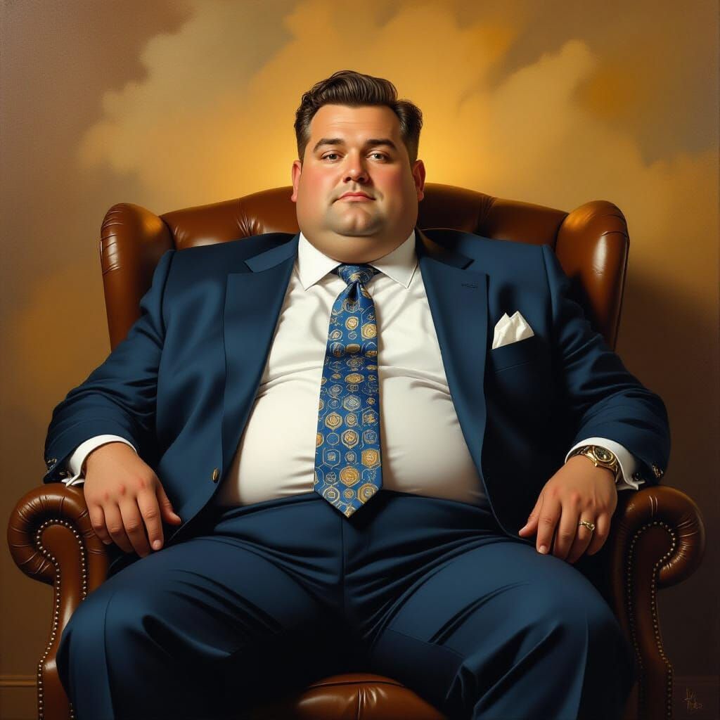 Confident Man in Suit Painting