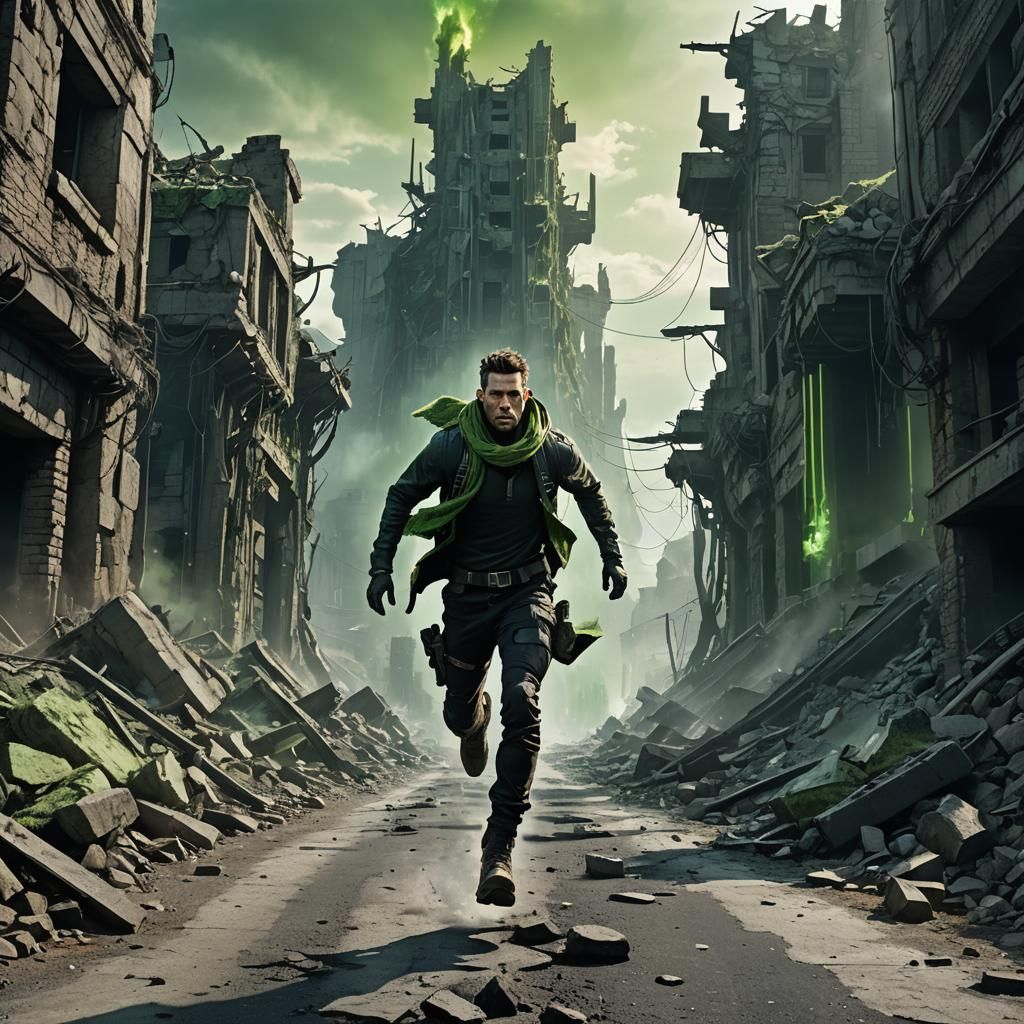 Dystopian Runner in Atomic Wasteland Concept Art