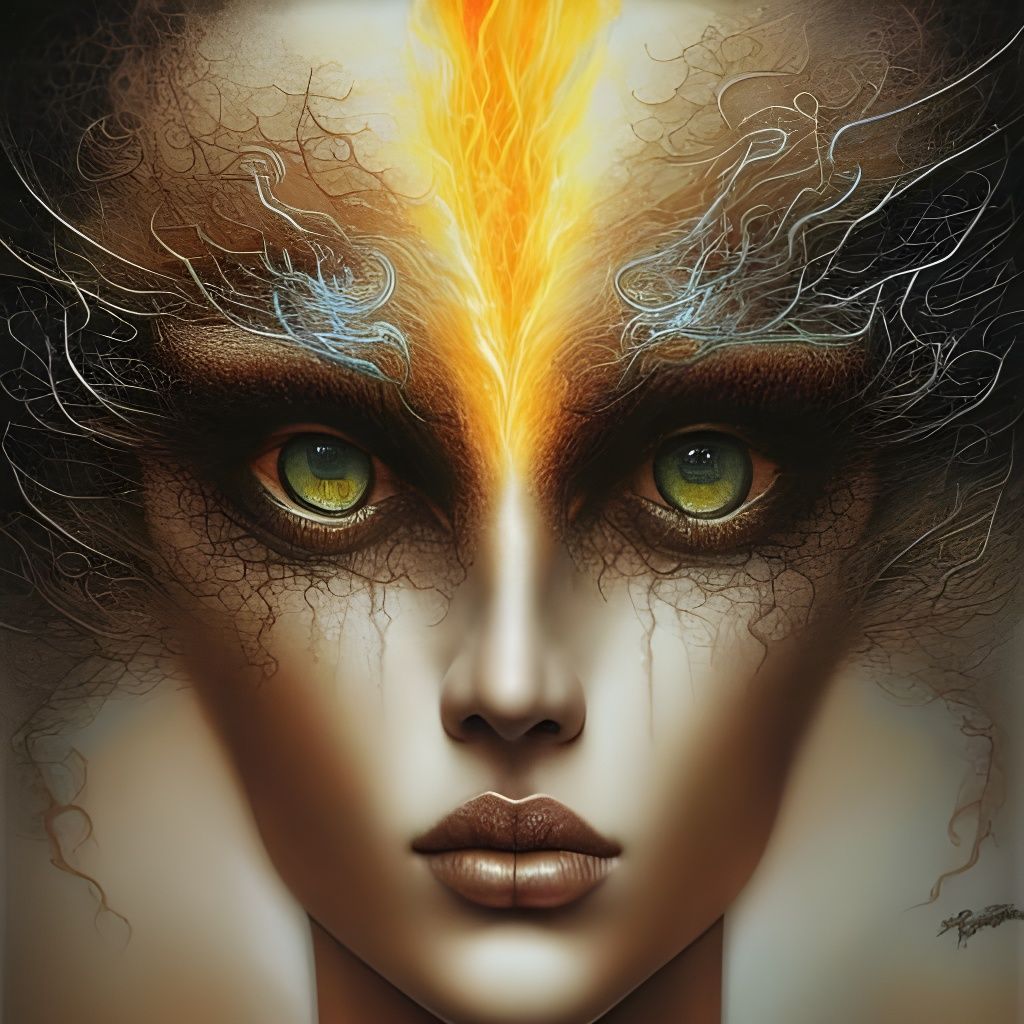 Elemental Fire Eyes: Intricate Fantasy Portrait