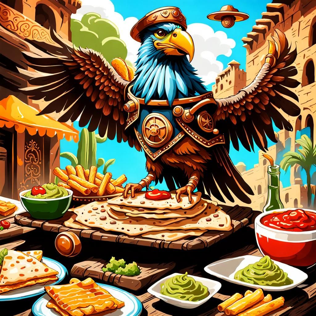 "The eagle, symbol of Mexico, selling at the Mexican food market."