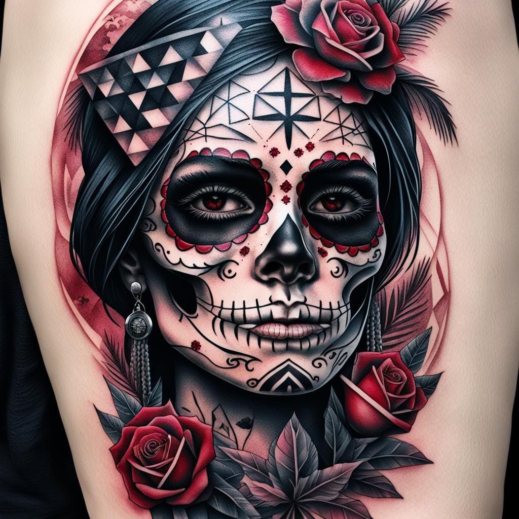 Day of the Dead Tattoo Art Portrait