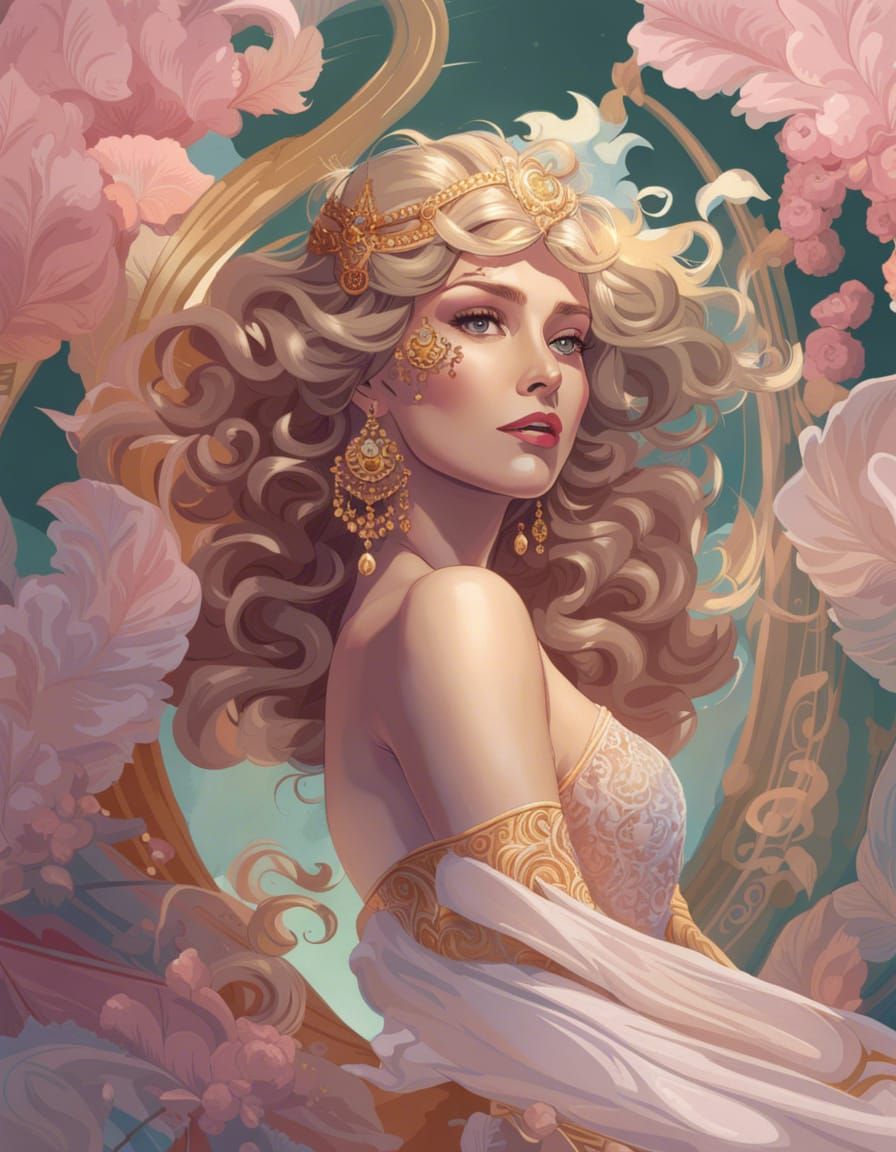 Ethereal Sea Goddess in Teal and Gold