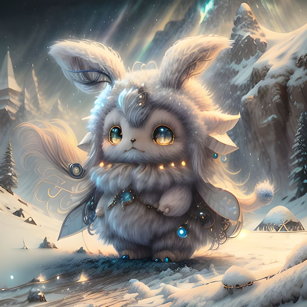 Cute Snow Creature with Feathery Ears in HD