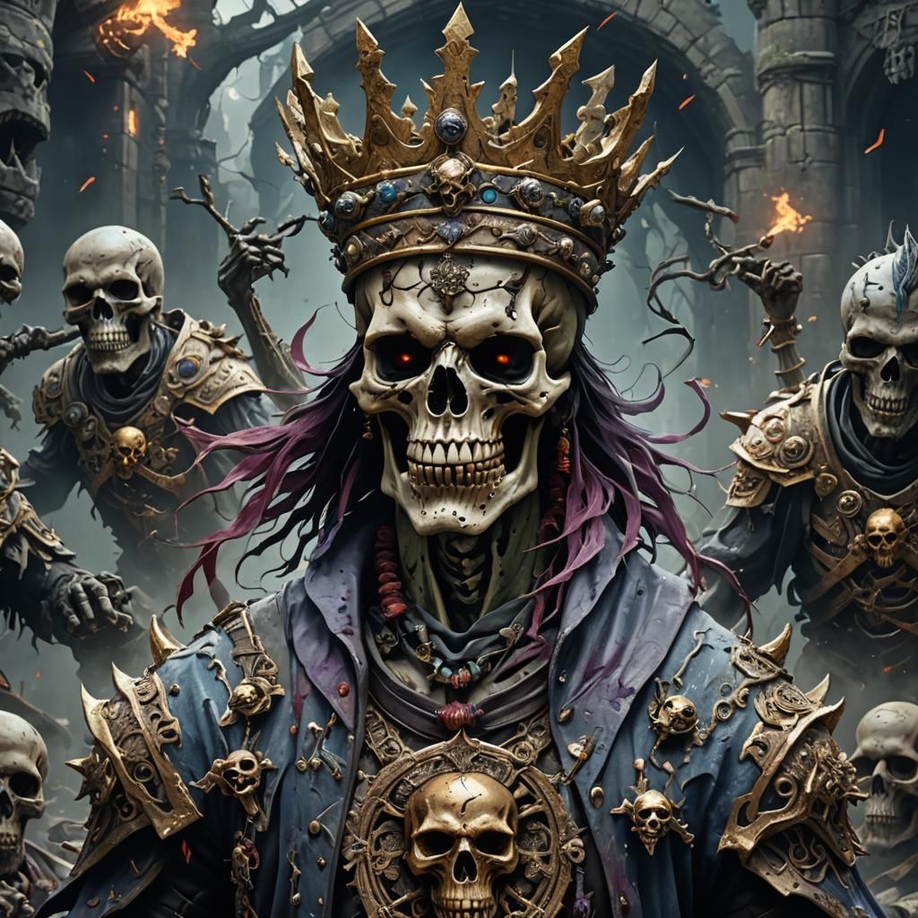 Fantastical Skull King Zombie in Detailed Matte Painting