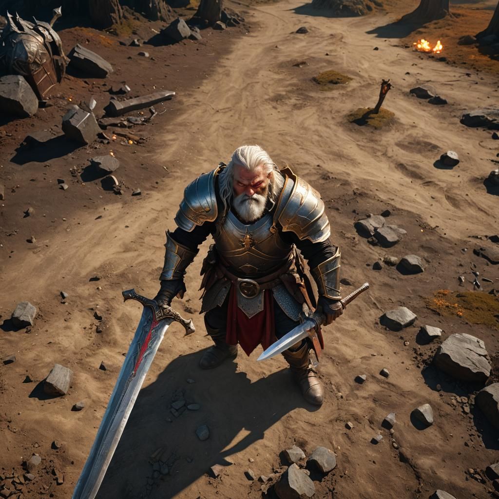 Dwarf Paladin with Great Sword: Cinematic Digital Art