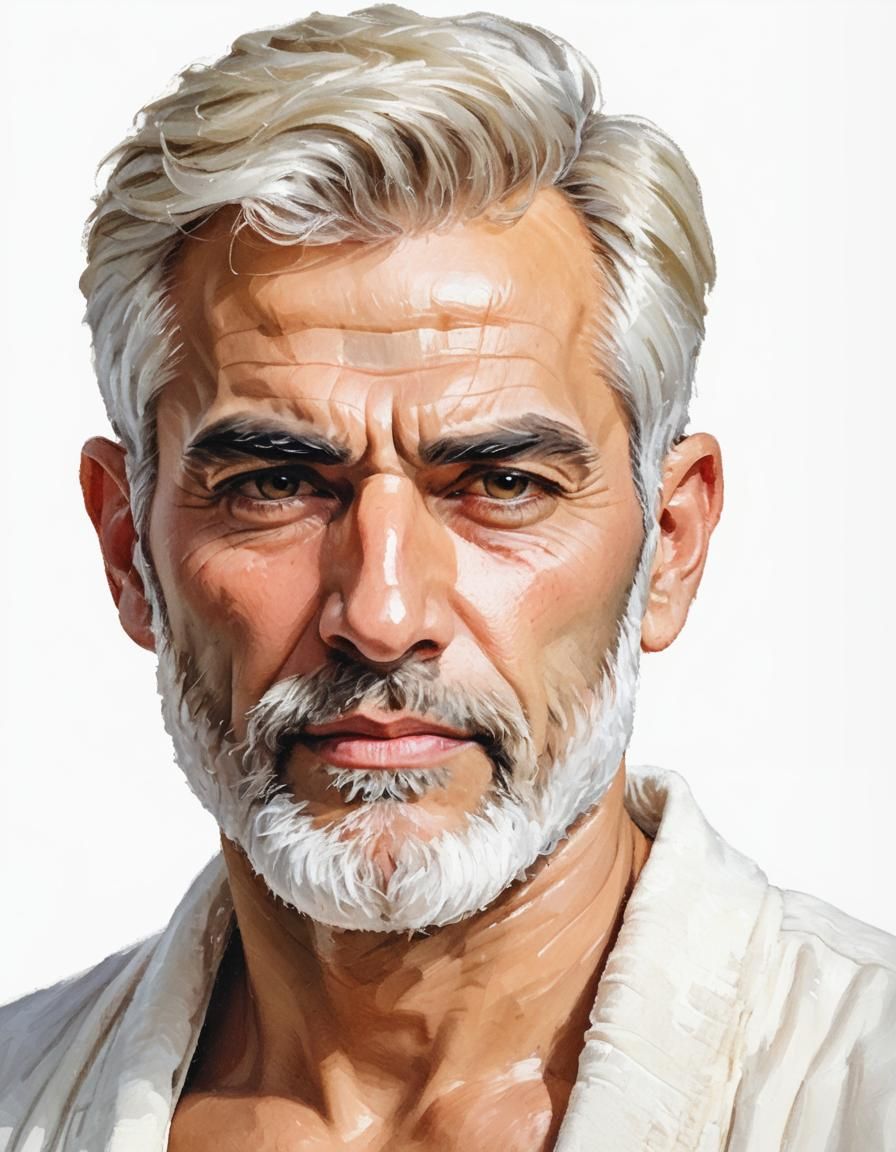 Bearded Man Portrait in Neo-Impressionist Style