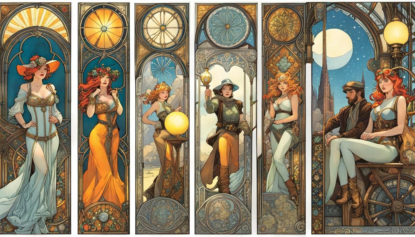 Comic Book Tarot Reader in Art Nouveau Style