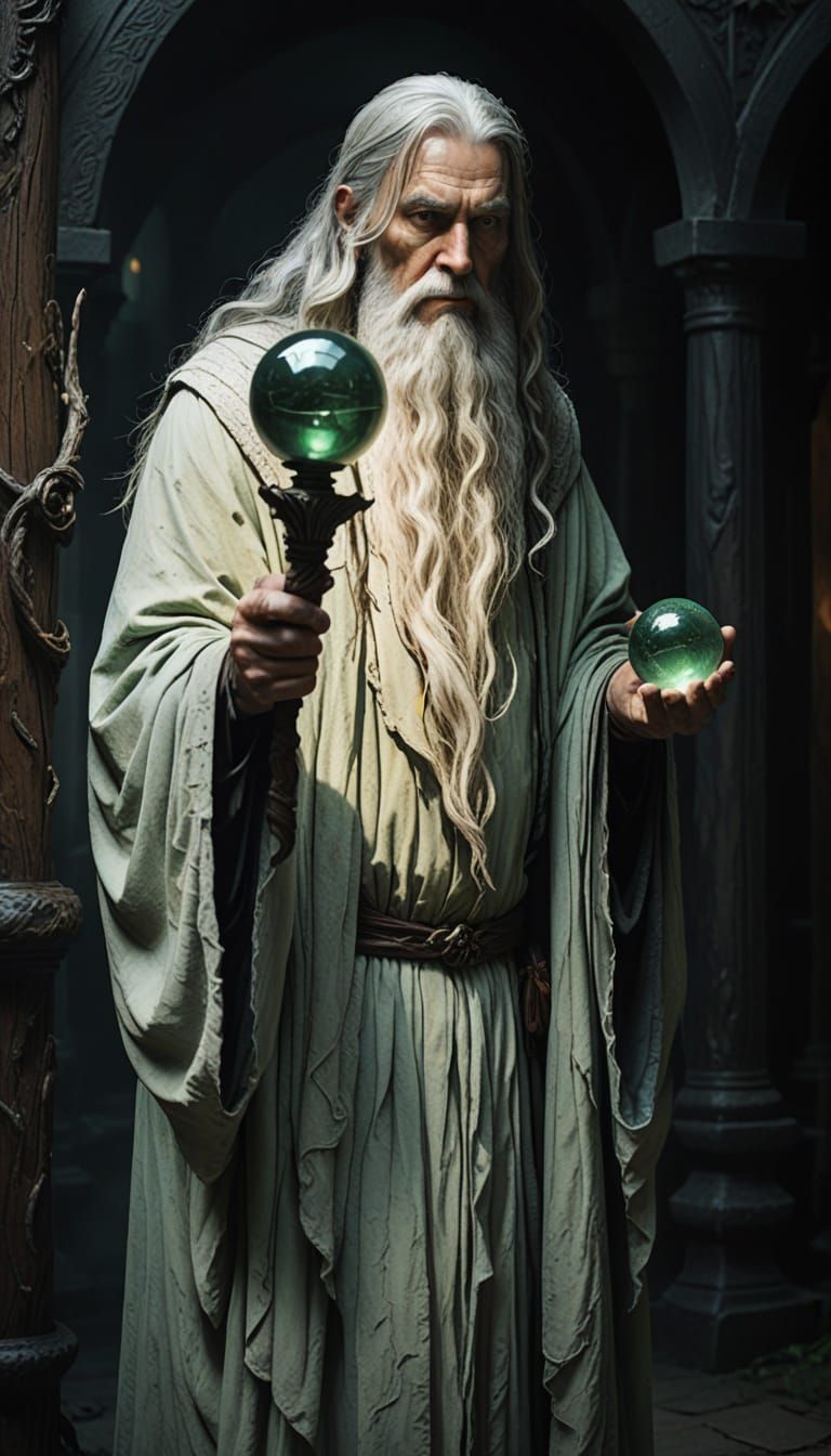 Ominous Wizard Portrait in Dark Fantasy Style