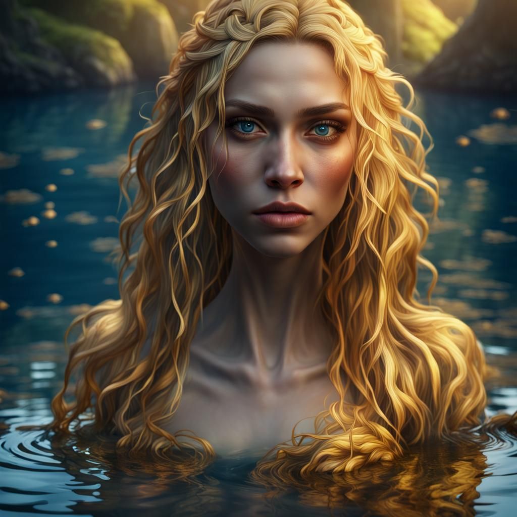 Reflections in the water - Blond fairy