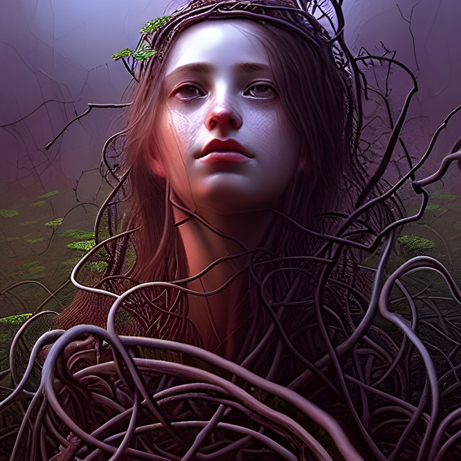 Seaweed Woman: Hyperrealistic Eldritch Beauty