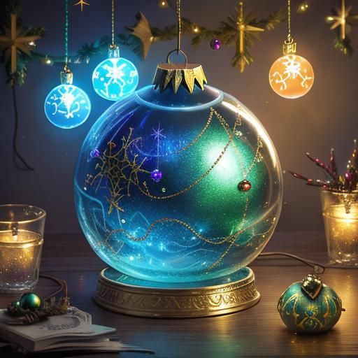 Iridescent Christmas Ornaments in Fantasy Concept Art