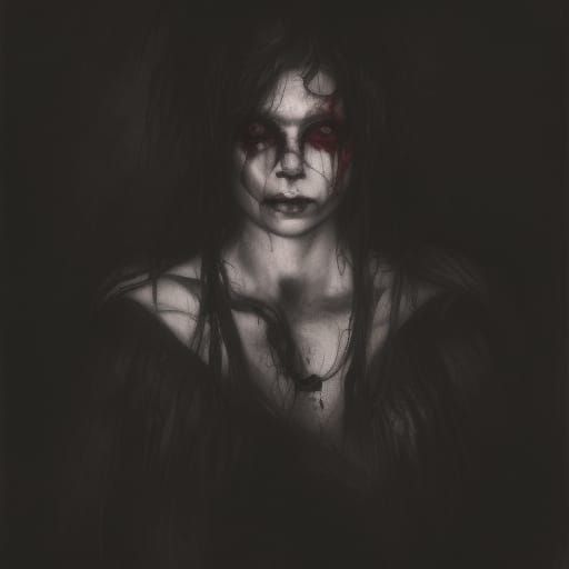 Sinister Portrait of Girl with Blood Facepaint