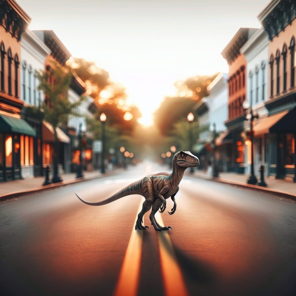 Velociraptor Walking Down Main Street, Photography