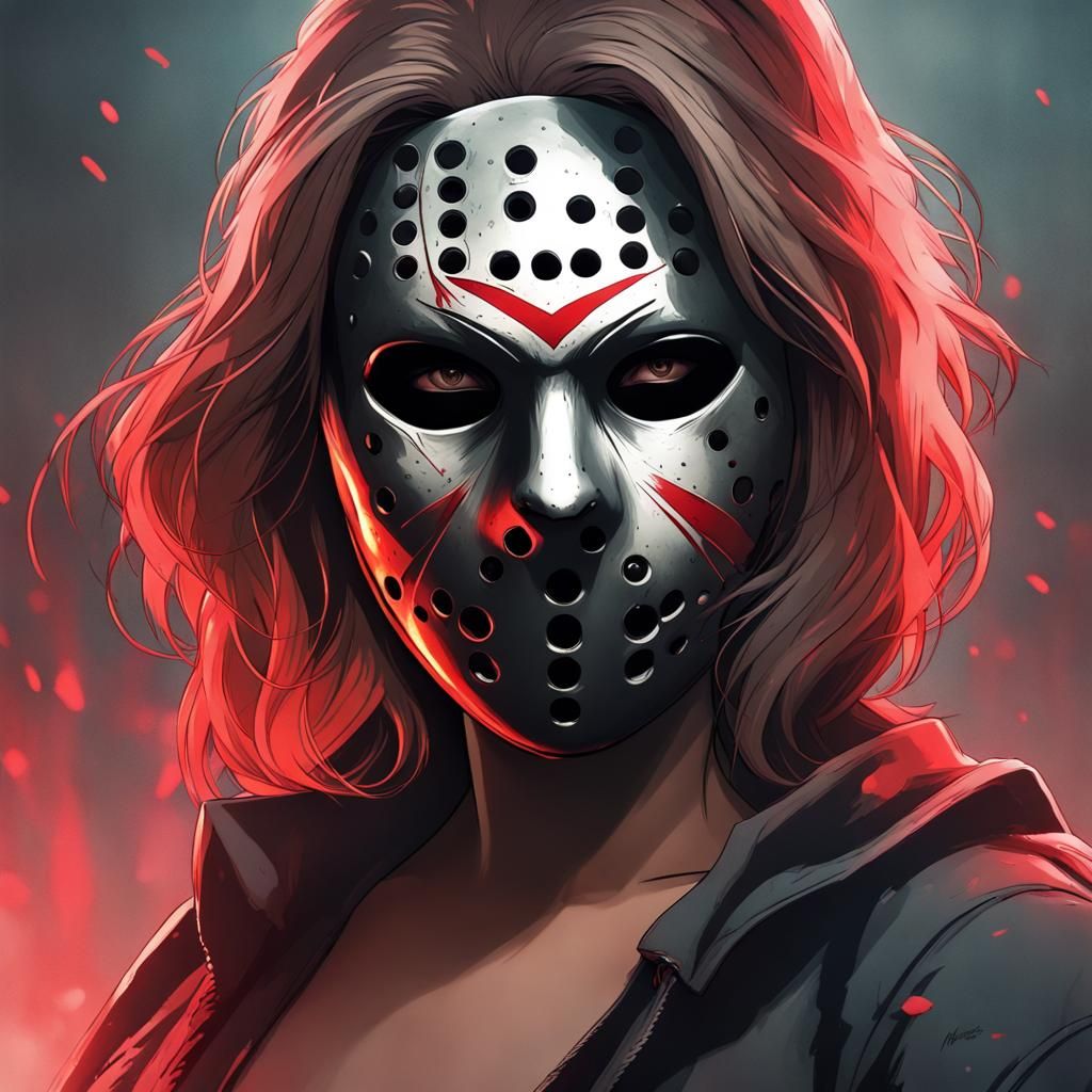 Female Jason Voorhees Portrait in Hyperdetailed Style