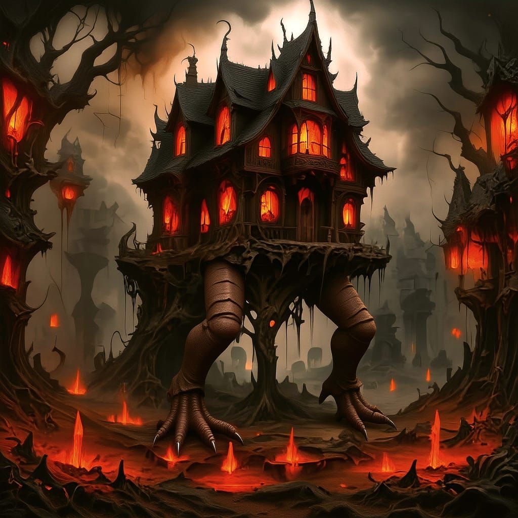 Baba Yaga's House on Chicken Legs in Dark Fantasy