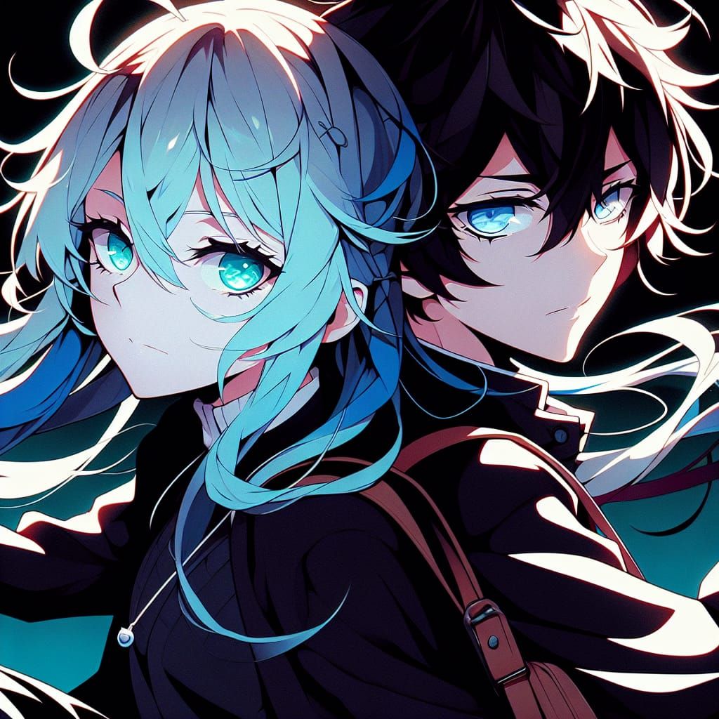 Anime-Style Portrait of Girl with Cyan Eyes