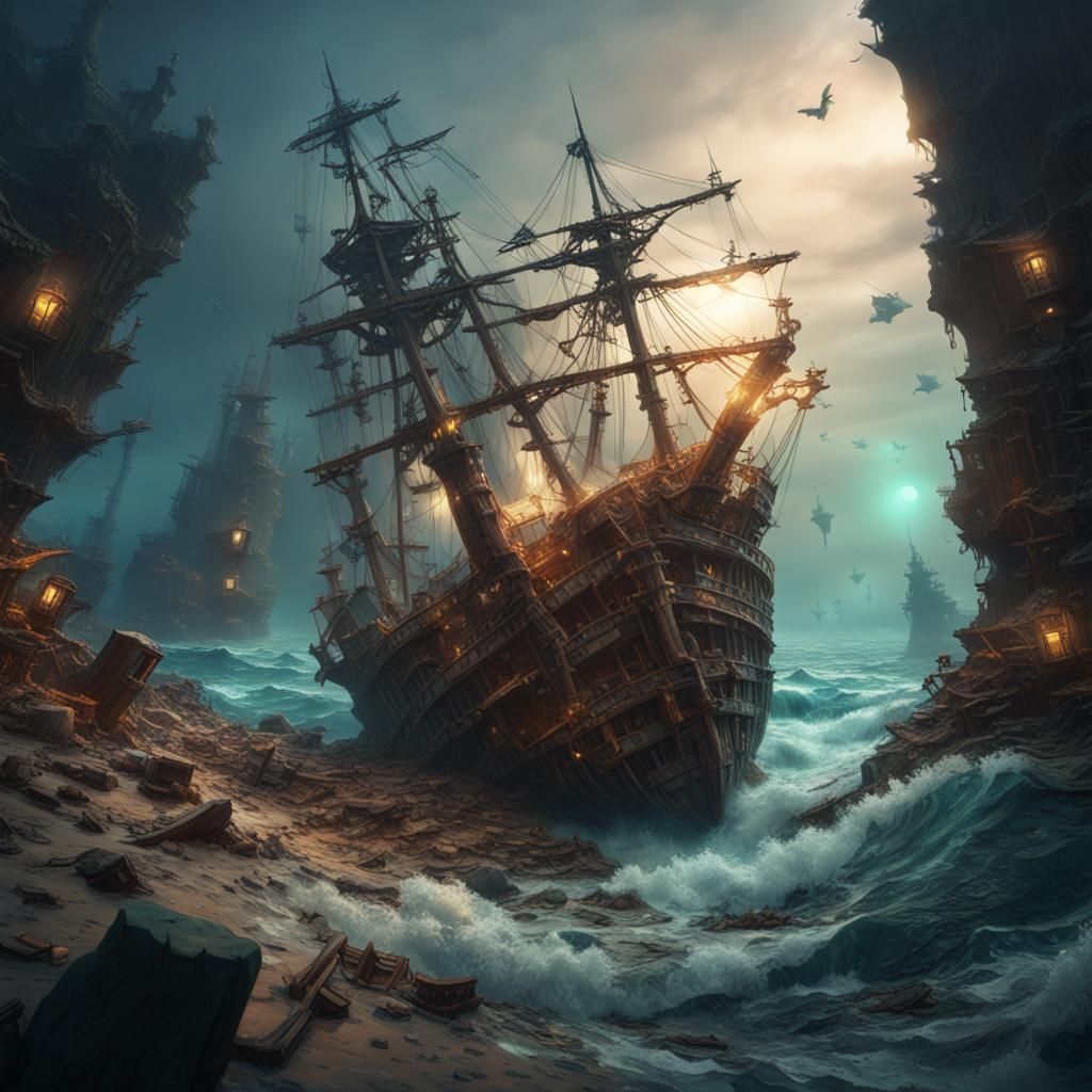 Shipwreck in a Bottle: Detailed Matte Painting