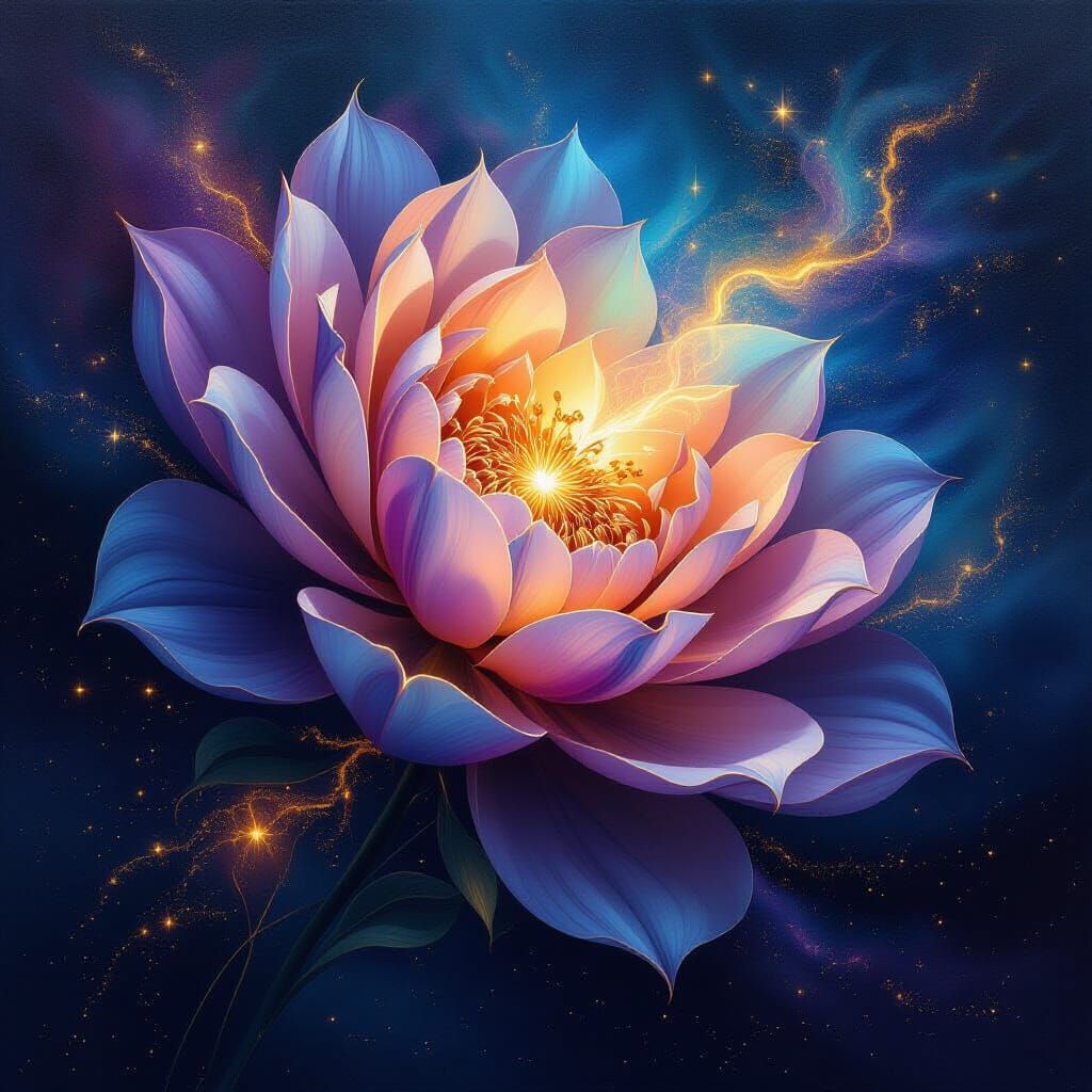 Cosmic Nebula Blooms as Celestial Flower with Spiritual Ener...