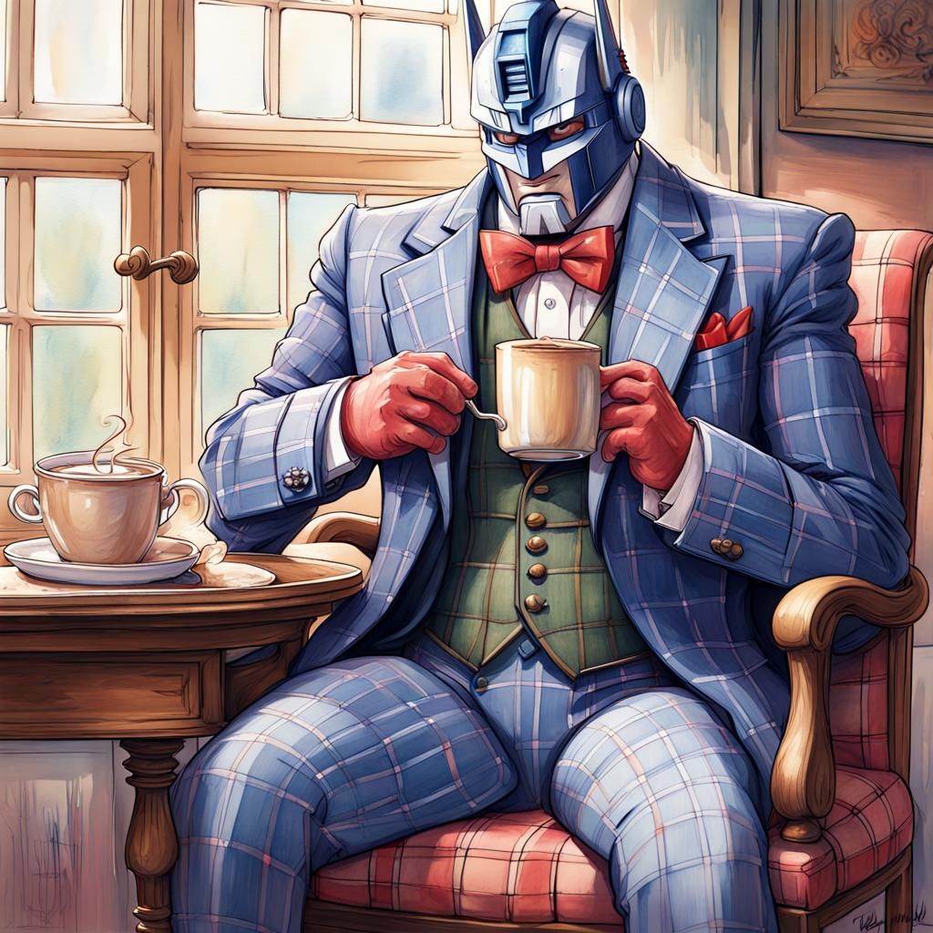 Hot Chocolate and Batman Dressed Optimus Prime