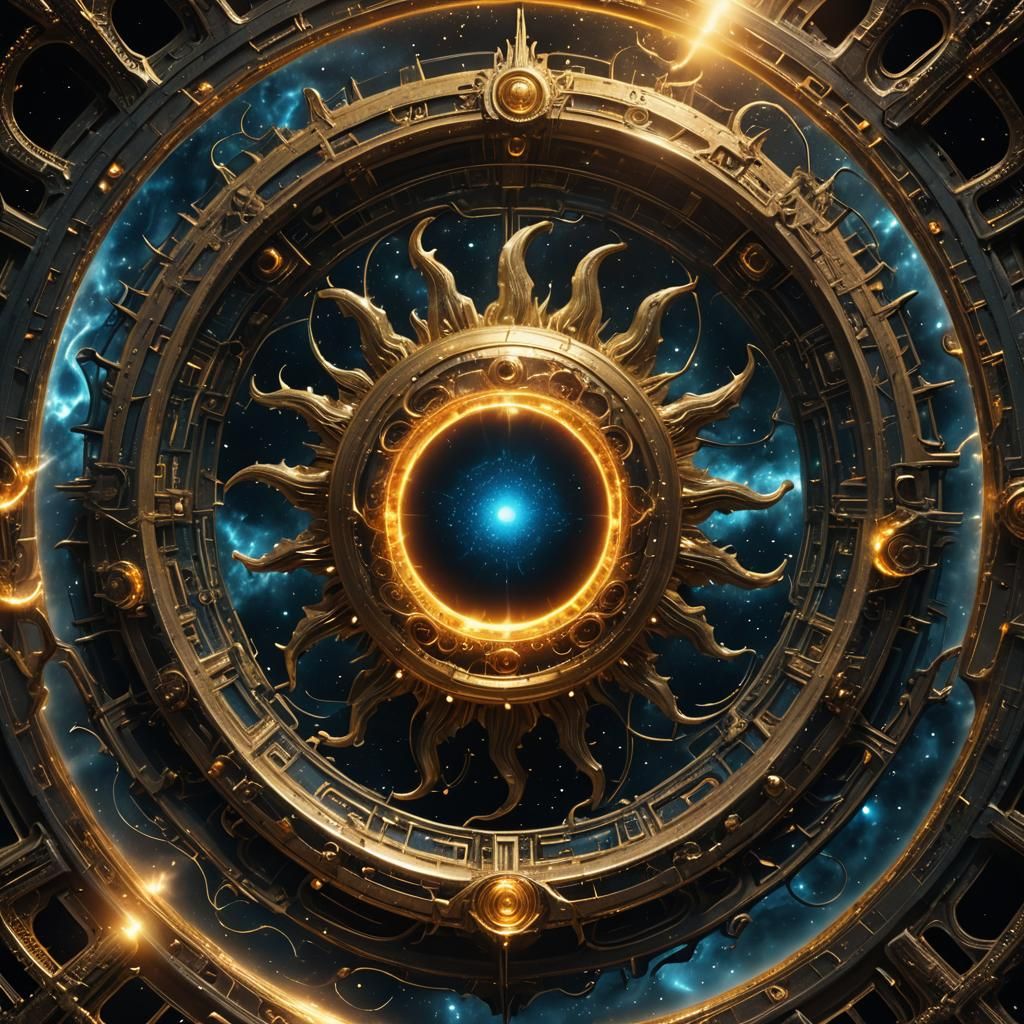 Sun as Dimensional Portal in Space, H.R. Giger Style