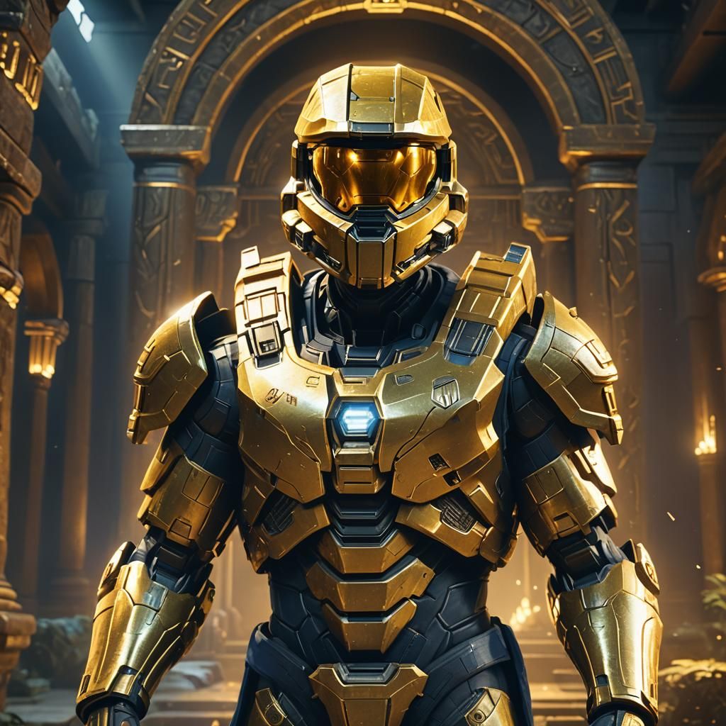 Master Chief in Gold Armor in Unreal Engine 5