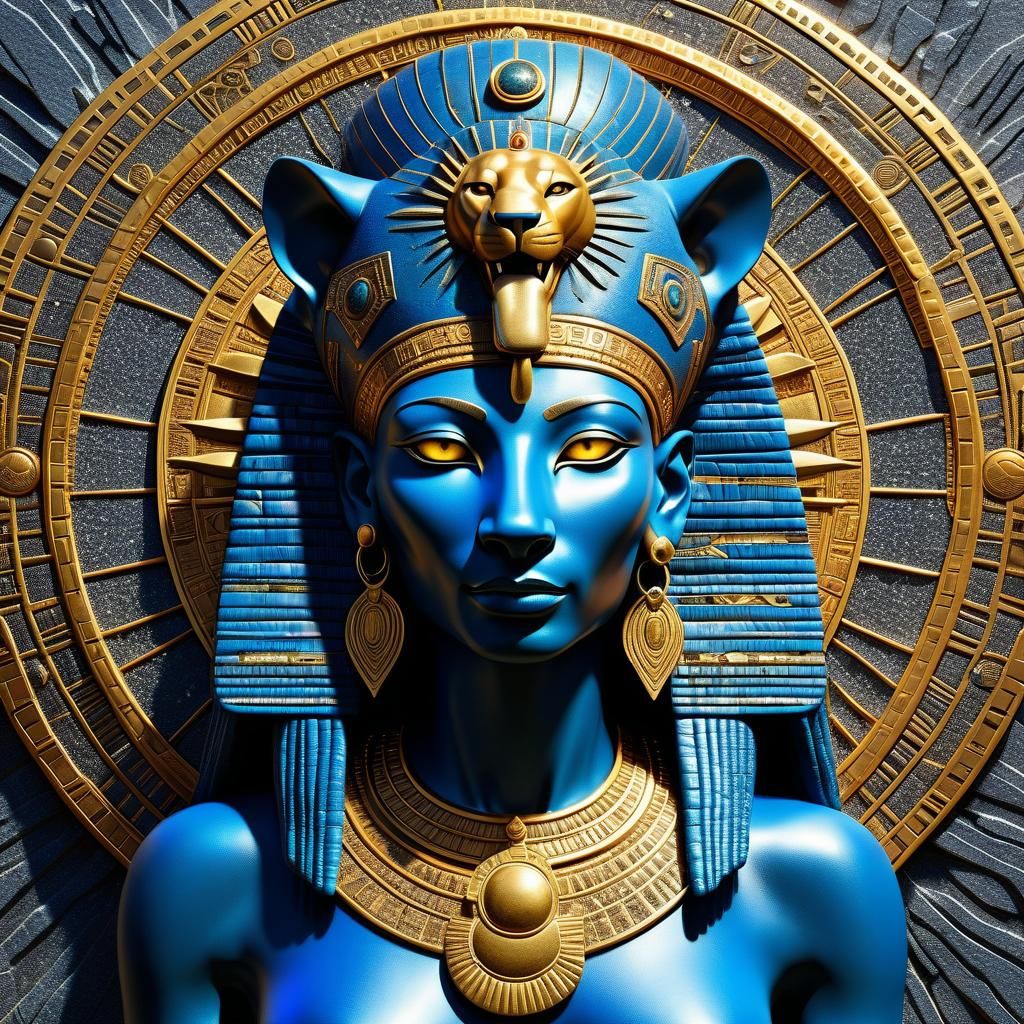 Goddess Sekhmet in Luminous Digital Art Style