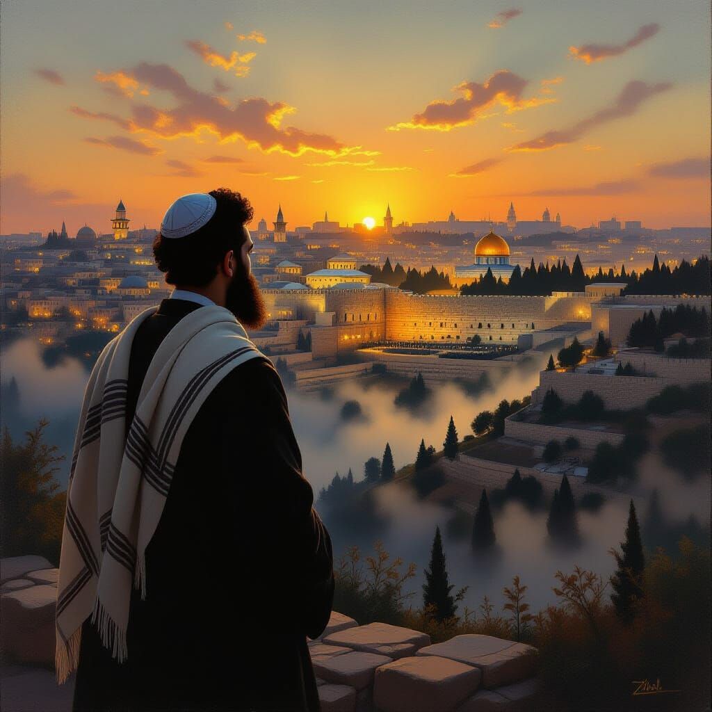 Jerusalem at Night: A Spiritual Oil Painting