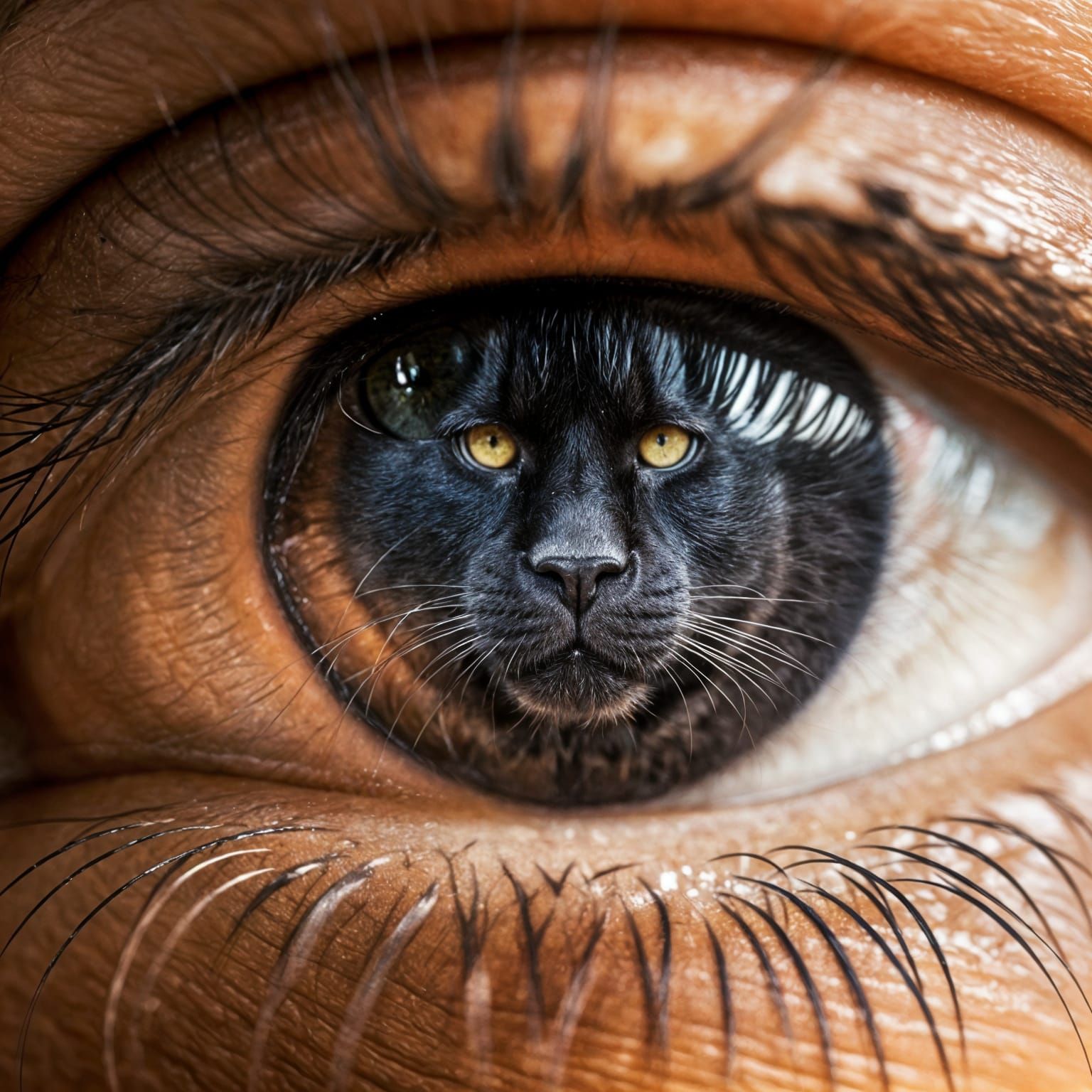 Majestic Black Panther's Reflection in a Fierce Eye