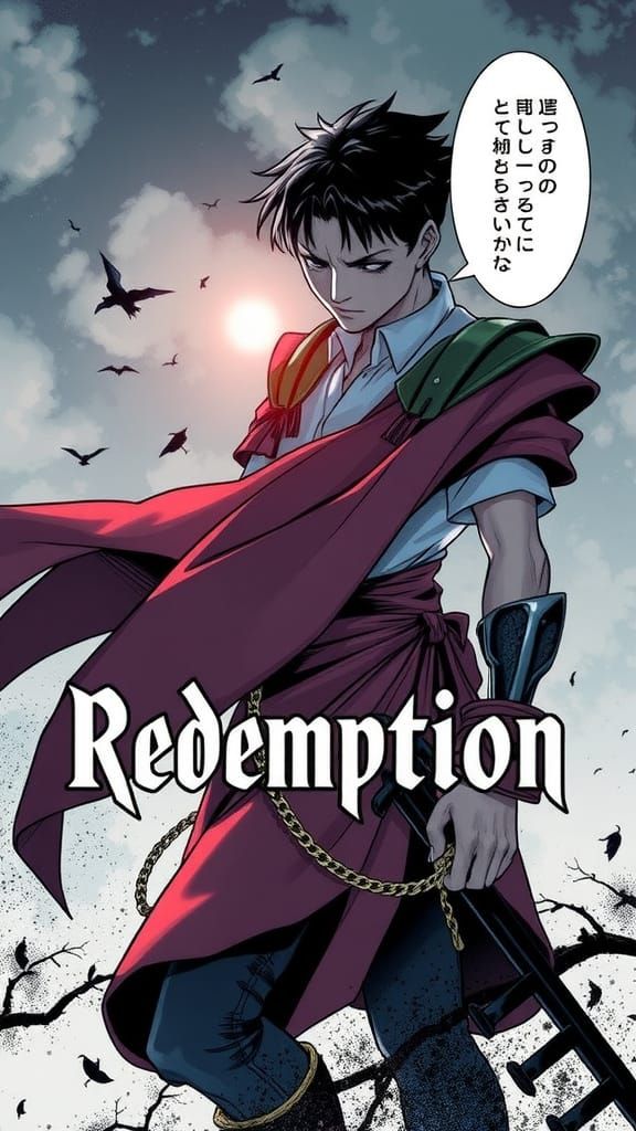 Redemption Text in Manga Style